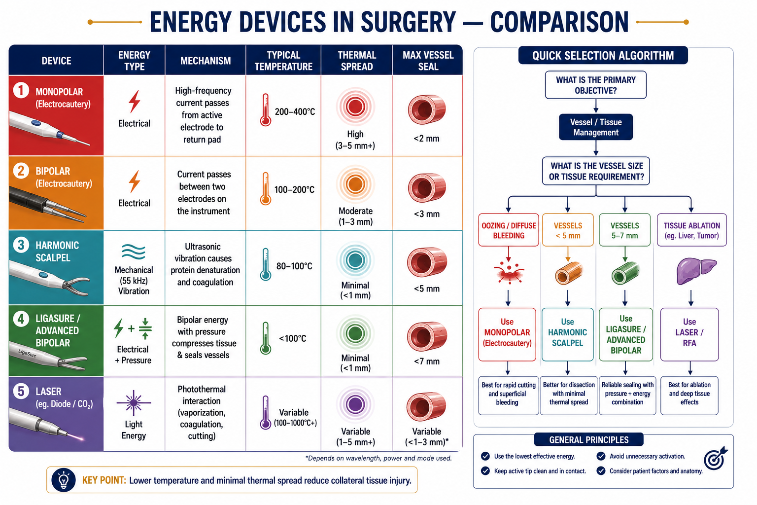 Energy devices in surgery comparison diagram